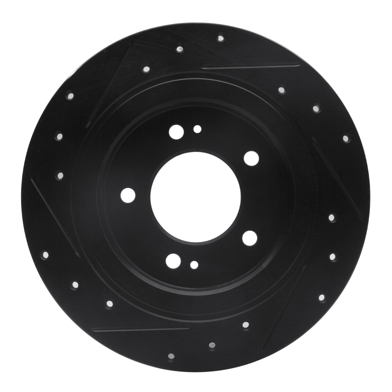 Hyundai Elantra GT Brake Rotor (1) - Rear Right - R1 Concepts - Drilled & Slotted - Black - `13-`25